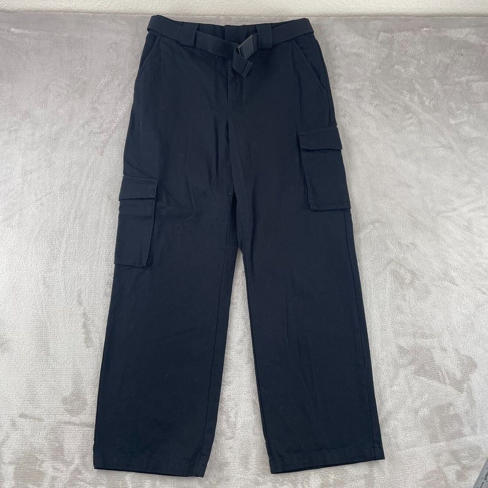 Tna Supply Cargo Pants Women Large (32x30) Black Belted Wide Leg Baggy Fit
